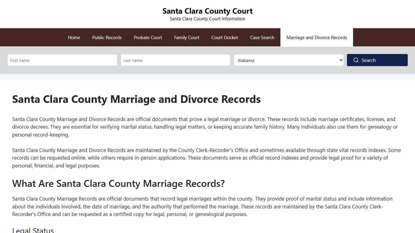 Santa Clara County Marriage and Divorce Records